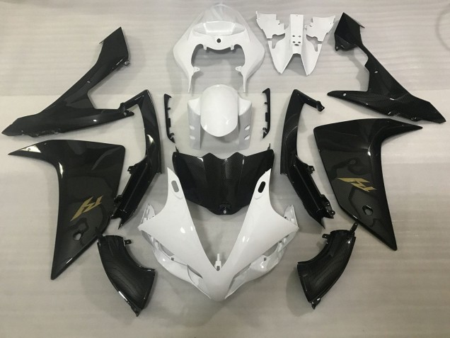 2007-2008 White Faux Carbon Fiber Gold Decal Yamaha YZF 1000 R1 Motorcycle Fairings Canada
