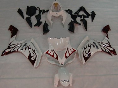2007-2008 White Red Black Flame Yamaha YZF 1000 R1 Motorcycle Fairings Canada