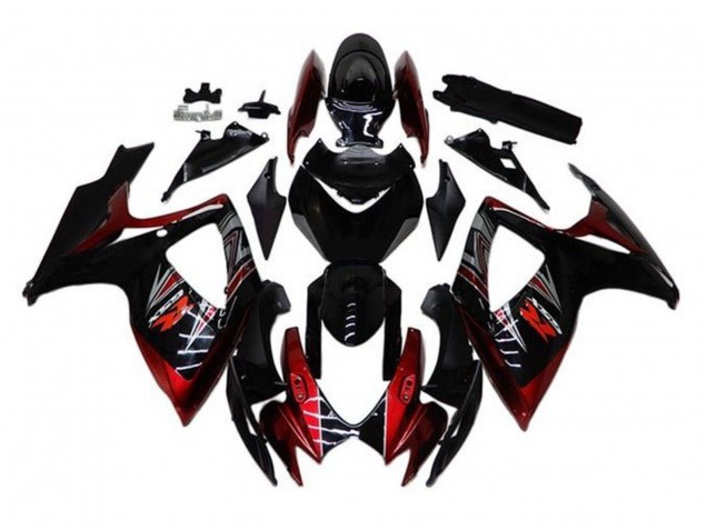 2006-2007 Glossy Black Red Suzuki GSXR 600 / GSXR 750 Motorcycle Fairings Canada
