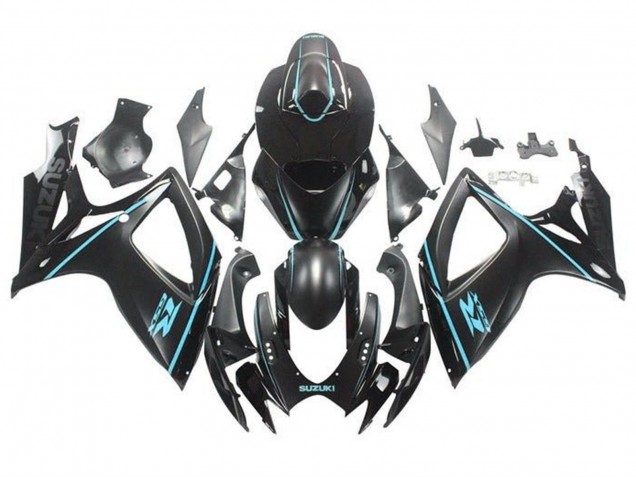 2006-2007 Matte Black Turquoise Blue Suzuki GSXR 600 / GSXR 750 Motorcycle Fairings Canada