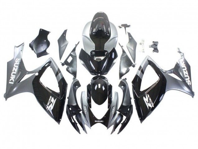 2006-2007 Silver Glossy Black White Suzuki GSXR 600 / GSXR 750 Motorcycle Fairings Canada