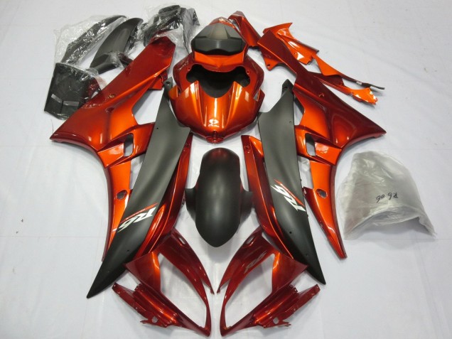 2006-2007 Orange Matte Black Yamaha YZF R6 Motorcycle Fairings Canada