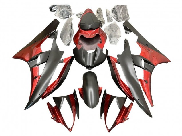 2006-2007 Red Matte Black Yamaha YZF R6 Motorcycle Fairings Canada