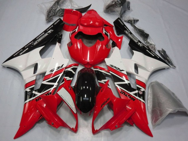 2006-2007 Red White Glossy Black Michelin Motul Yamaha YZF R6 Motorcycle Fairings Canada