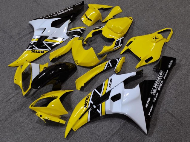 2006-2007 Yellow White Glossy Black Motul Michelin Yamaha YZF R6 Motorcycle Fairings Canada