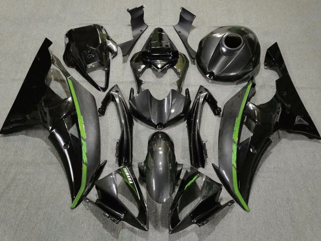 2008-2016 Black Carbon Fiber Style Green Yamaha YZF R6 Motorcycle Fairings Canada