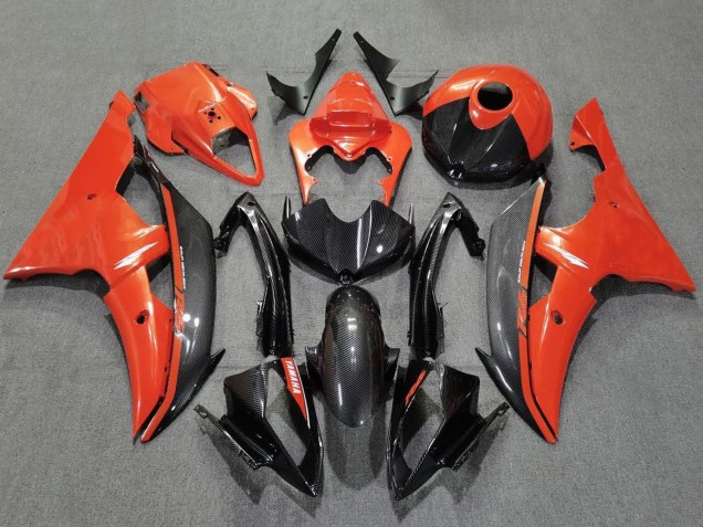 2008-2016 Orange Black Carbon Fiber Style Yamaha YZF R6 Motorcycle Fairings Canada