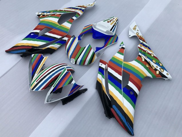 2008-2016 White Blue Green Yellow Red Rainbow Stripe Yamaha YZF R6 Motorcycle Fairings Canada