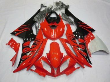 2008-2016 Red Glossy Black Flame Yamaha YZF R6 Motorcycle Fairings Canada