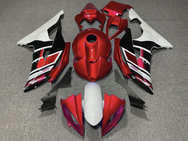 2008-2016 White Red Glossy Black Stripe Yamaha YZF R6 Motorcycle Fairings Canada