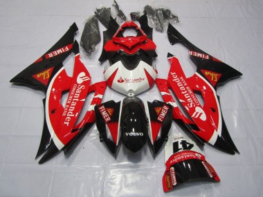 2008-2016 White Red Black Santander Yamaha YZF R6 Motorcycle Fairings Canada