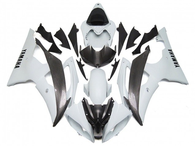 2008-2016 White Faux Carbon Fiber Style Yamaha YZF R6 Motorcycle Fairings Canada