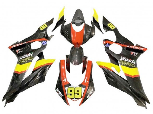 2017-2023 Yellow Orange Black Faux Carbon Fiber Yamaha YZF R6 Motorcycle Fairings Canada