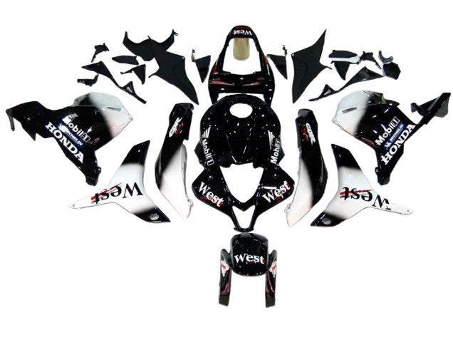 2009-2012 Glossy Black White West Honda CBR600RR Motorcycle Fairings Canada