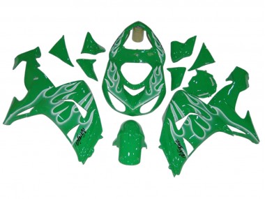 2006-2007 Green White Flame Kawasaki ZX10R Motorcycle Fairings Canada