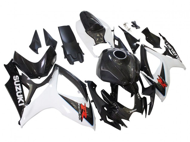 2006-2007 Black White Carbon Fiber Style Suzuki GSXR 600/750 Motorcycle Fairings Canada