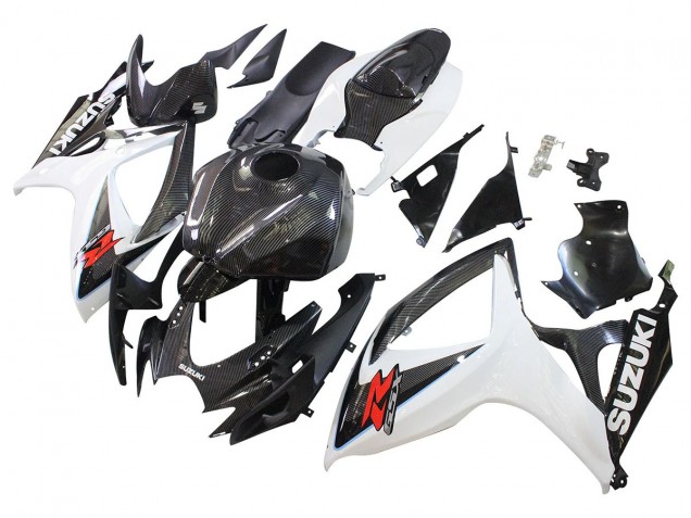 2006-2007 Black White Carbon Fiber Style Suzuki GSXR 600/750 Motorcycle Fairings Canada