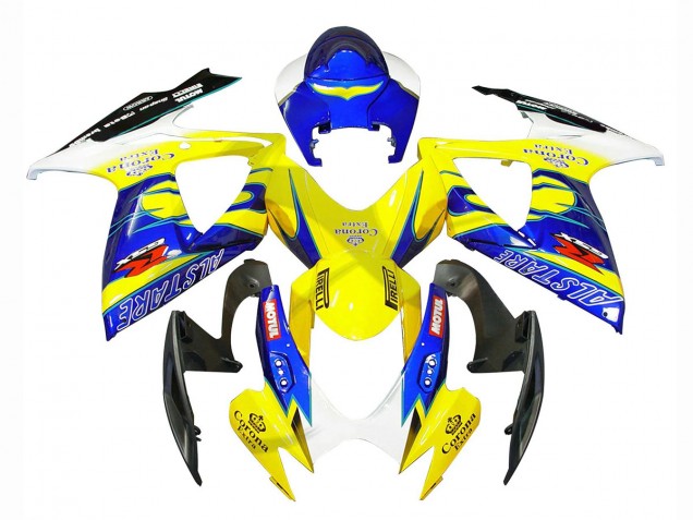 2006-2007 White Blue Yellow Corona Alstare Suzuki GSXR 600/750 Motorcycle Fairings Canada