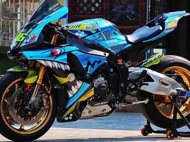 2015-2019 Blue Yellow Shark Yamaha YZF R1 Motorcycle Fairings Canada