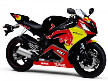 2006-2007 Glossy Black Yellow Red Bull Motul Yamaha YZF R6 Motorcycle Fairings Canada