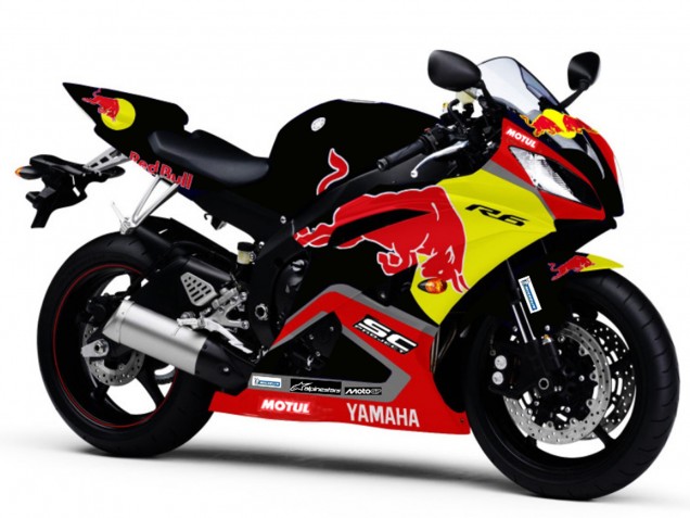 2006-2007 Glossy Black Yellow Red Bull Motul Yamaha YZF R6 Motorcycle Fairings Canada