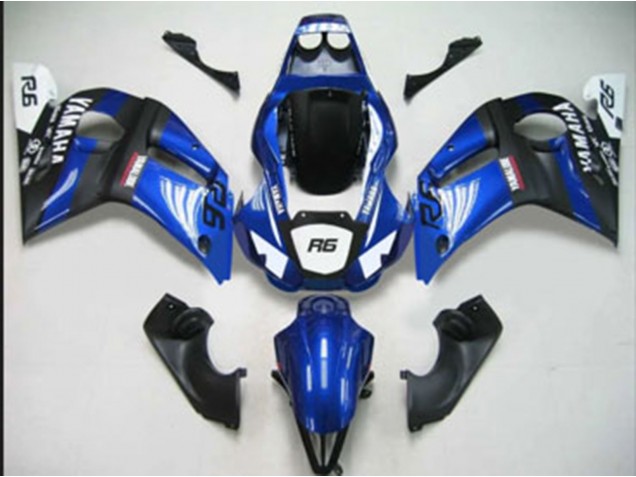 1998-2002 Blue White Matte Black Yamaha YZF 600 R6 Motorcycle Fairings Canada