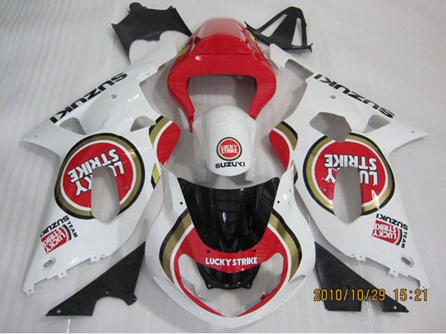2001-2003 White Red Lucky Strike Suzuki GSXR 600 Motorcycle Fairings Canada