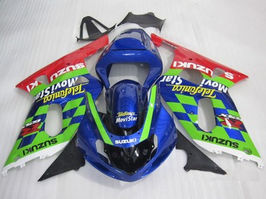 2001-2003 Blue Green Red Telefonica MoviStar Suzuki GSXR 600 Motorcycle Fairings Canada