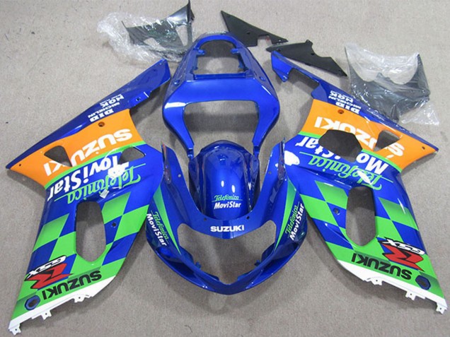 2001-2003 Blue Orange Green Telefumia MoviStar Suzuki GSXR 600 Motorcycle Fairings Canada