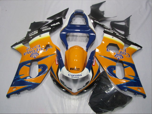 2001-2003 Orange Blue Black Corona Extra Suzuki GSXR 600 Motorcycle Fairings Canada