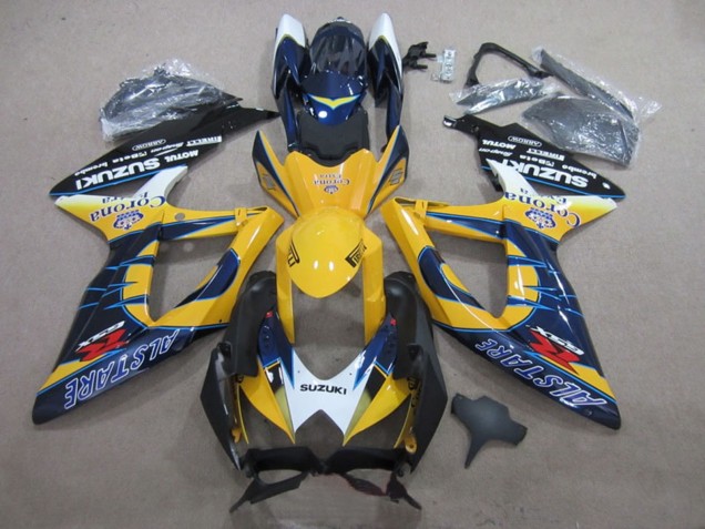 2008-2010 White Yellow Blue Alstare Corona Extra Suzuki GSXR 600 Motorcycle Fairings Canada