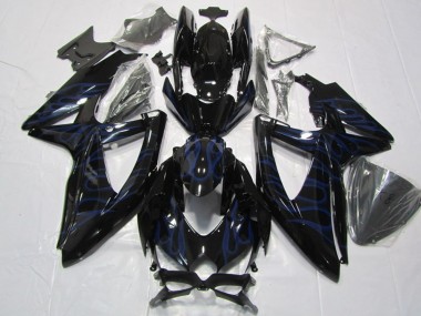 2008-2010 Glossy Black Blue Flame Suzuki GSXR 600 Motorcycle Fairings Canada
