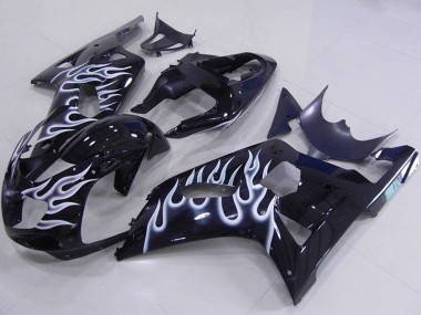 2001-2003 Glossy Black White Flame Suzuki GSXR 750 Motorcycle Fairings Canada