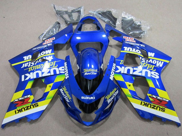 2004-2005 Blue Neon Yellow Telefunica MoviStar Motul Suzuki GSXR 750 Motorcycle Fairings Canada