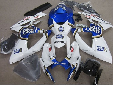 2006-2007 White Blue Michelin Motul Lucky Strike Suzuki GSXR 750 Motorcycle Fairings Canada