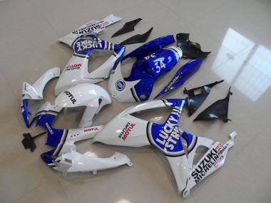 2006-2007 White Blue Lucky Strike Motul 34 Suzuki GSXR 750 Motorcycle Fairings Canada