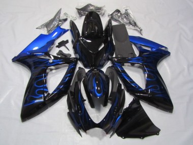 2006-2007 Glossy Black Blue Flame Suzuki GSXR 750 Motorcycle Fairings Canada
