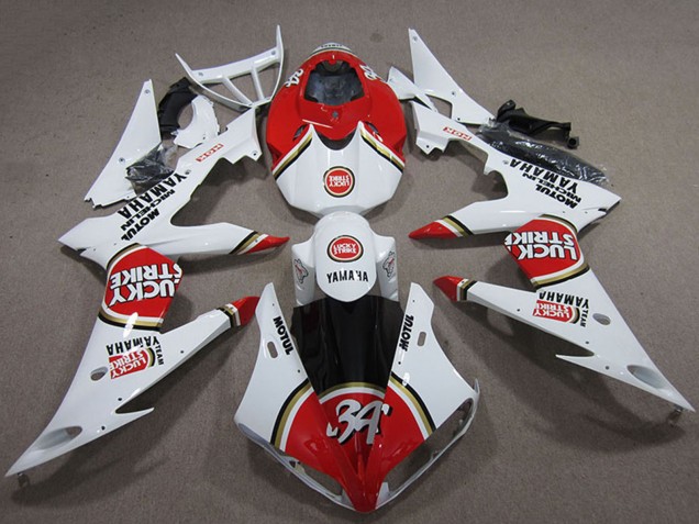 2004-2006 White Red Lucky Strike Yamaha YZF R1 Motorcycle Fairings Canada