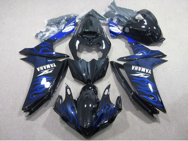 2007-2008 Glossy Black Blue Flame Yamaha YZF R1 Motorcycle Fairings Canada