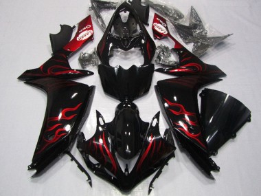 2007-2008 Glossy Black Red Flame Yamaha YZF R1 Motorcycle Fairing Canada