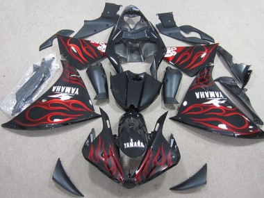 2012-2014 Glossy Black Red Flame Yamaha YZF R1 Motorcycle Fairings Canada