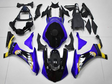 2015-2019 Blue Yellow Glossy Black Shark Yamaha YZF R1 Motorcycle Fairings Canada