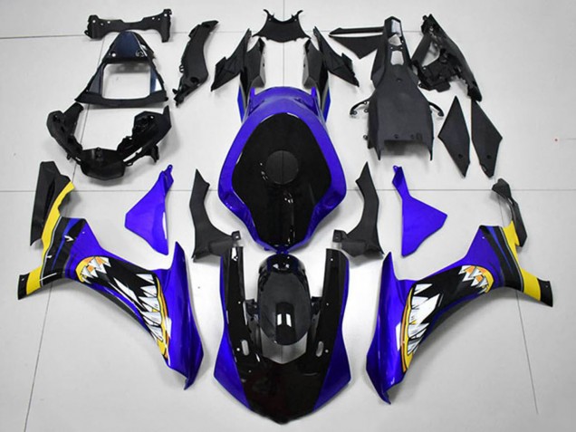 2015-2019 Blue Yellow Glossy Black Shark Yamaha YZF R1 Motorcycle Fairings Canada