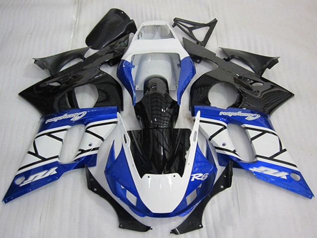 1998-2002 White Blue Glossy Black Champions Yamaha YZF R6 Motorcycle Fairing Canada