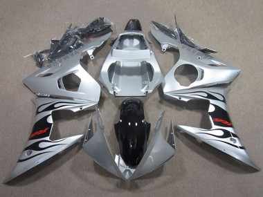 2003-2004 Silver Glossy Black Flame Yamaha YZF R6 Motorcycle Fairings Canada