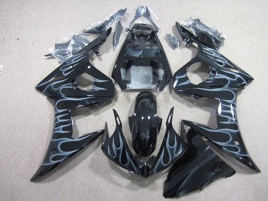 2003-2004 Glossy Black Silver Flame Yamaha YZF R6 Motorcycle Fairings Canada