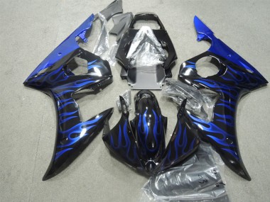 2003-2004 Glossy Black Blue Flame Yamaha YZF R6 Motorcycle Fairings Canada