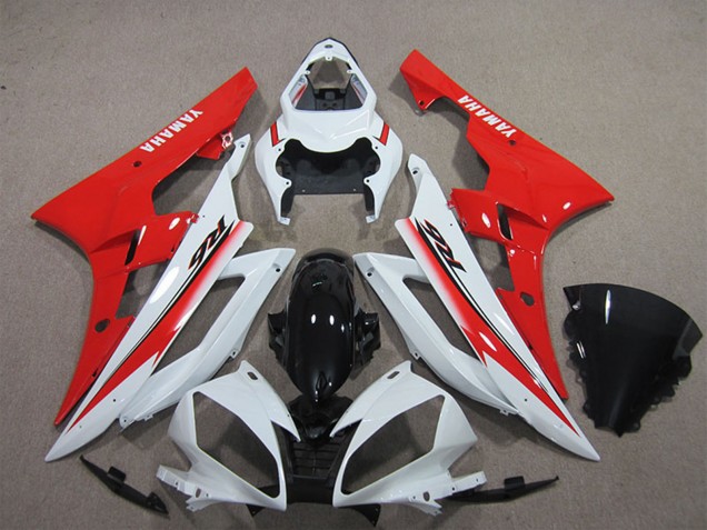 2006-2007 White Red Glossy Black Yamaha YZF R6 Motorcycle Fairing Canada