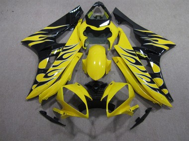 2006-2007 Yellow Black Flame Yamaha YZF R6 Motorcycle Fairings Canada
