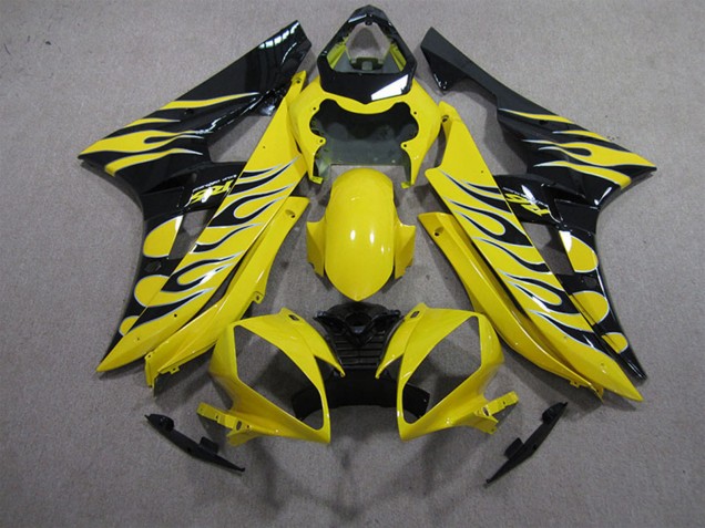 2006-2007 Yellow Black Flame Yamaha YZF R6 Motorcycle Fairings Canada